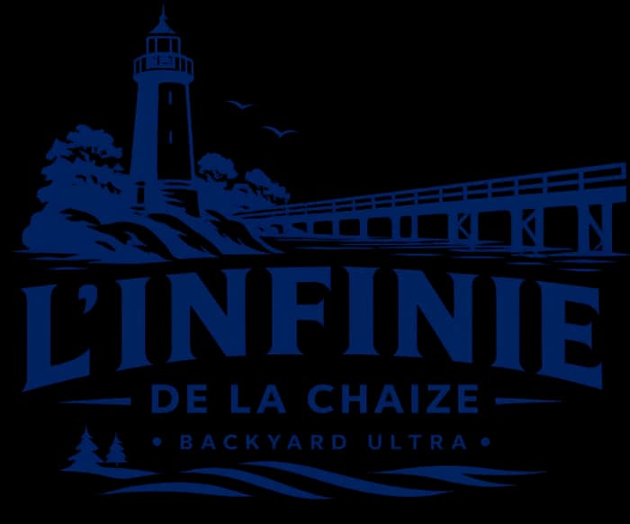 Logo of L’Infinie de la Chaize: a lighthouse and a pier.
